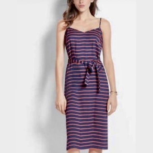 Ann Taylor Rope Stripe Nautical Dress. Adjustable red straps. - Picture 1 of 5